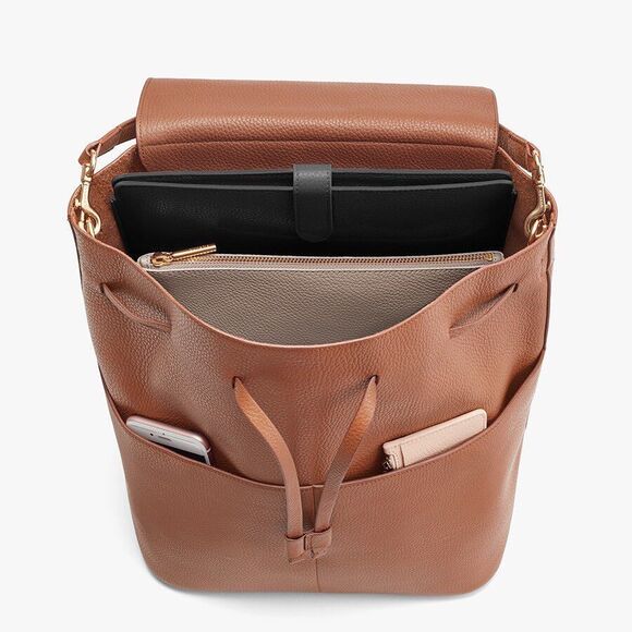 Cuyana Large Leather Backpack Made in Italy Caramel Brown $478.00 - Picture 4 of 12